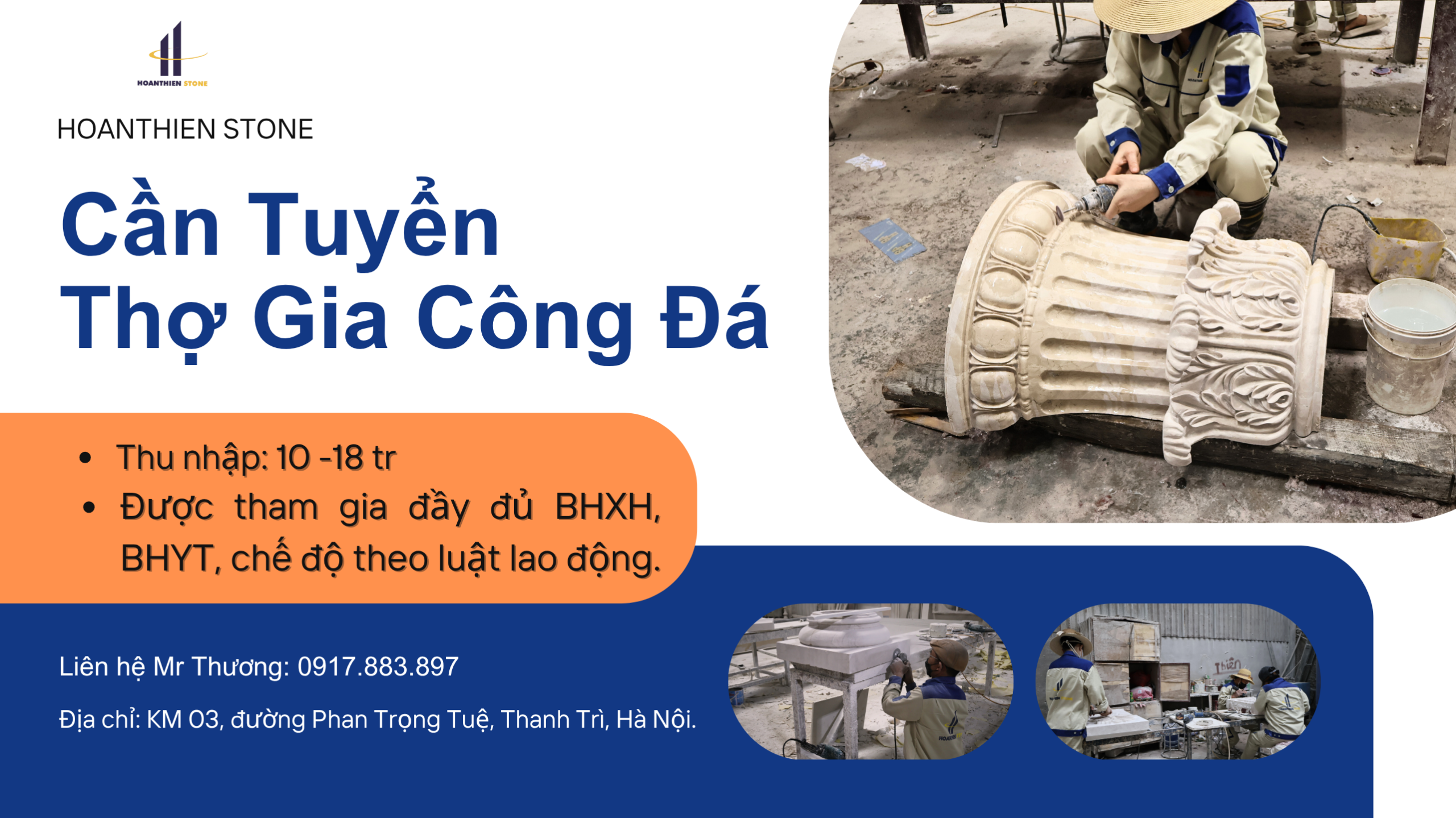 Cần tuyển thợ gia công đá hoa cương 