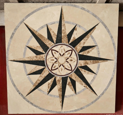 Hoa văn đá trang trí lát sàn với họa tiết hình ngôi sao và vòng tròn sang trọng