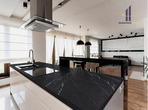 đá granite vân mây ốp bàn bếp hiện đại